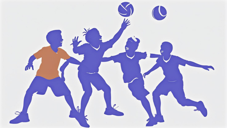 Çocuklar topun peşinde zıplıyor